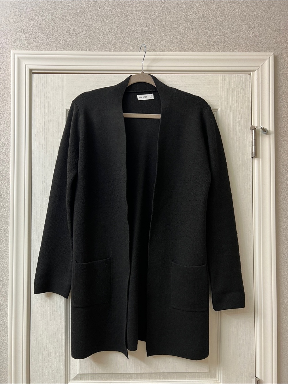 Nine West Black Open-Front Pocket Cardigan